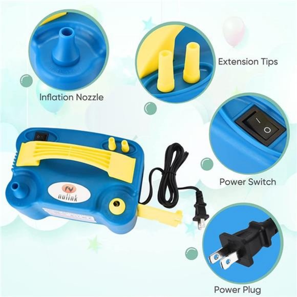 Balloon Pump Electric Portable Dual Nozzle Balloon Blower Pump Inflation - Picture 3 of 6